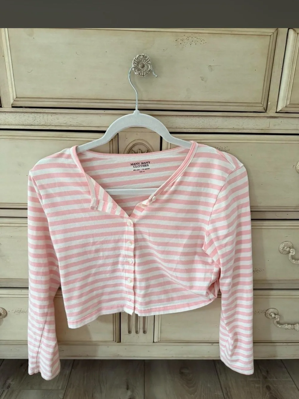 Many many clothes Pink & White Striped Kids Button-Front Top